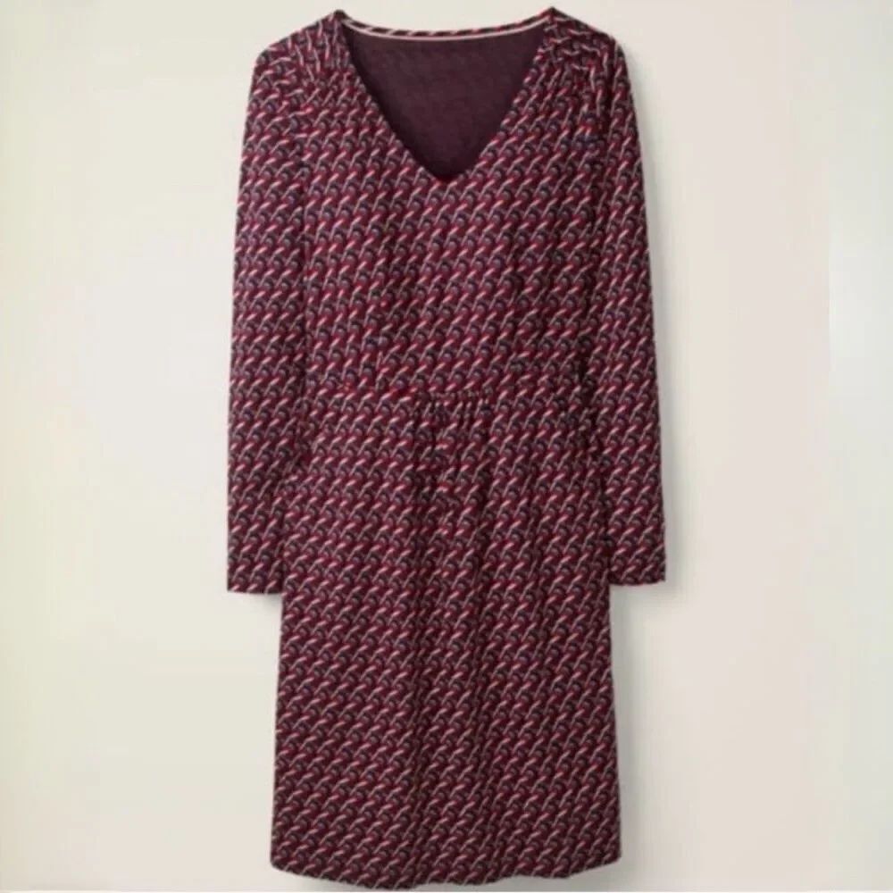Boden Women’s 2P Romilly Bird Print Long Sleeve Jersey Dress